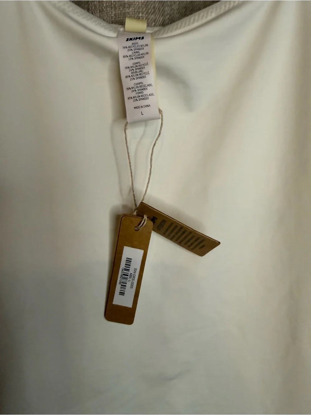 NWT SKIMS Signature Swim Tank Dress Slip Cover Up - White (Size Large)